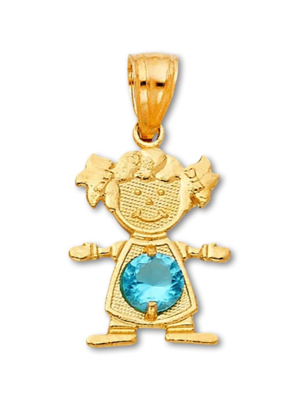 14k Solid Gold December Birthstone Girl Charm By Tehrani Jewelry